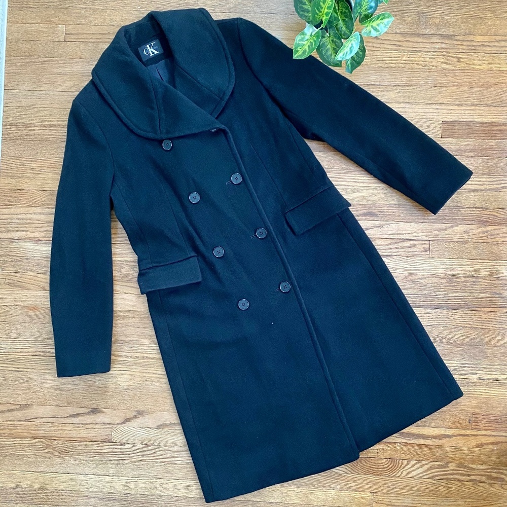 Calvin Klein Black Double-Breasted Coat
